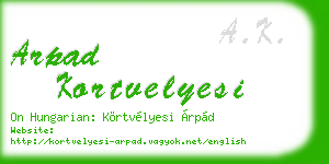 arpad kortvelyesi business card